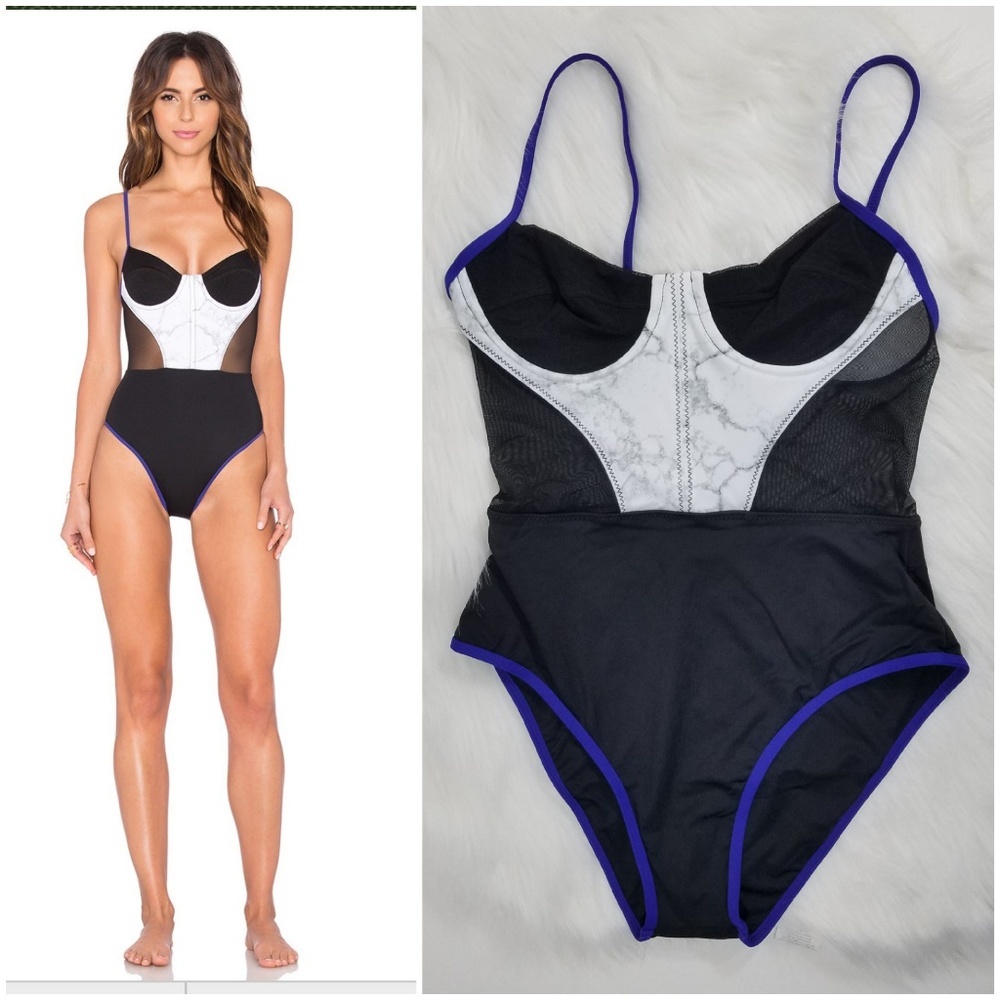 Women's Black and White One-Piece Swimsuit